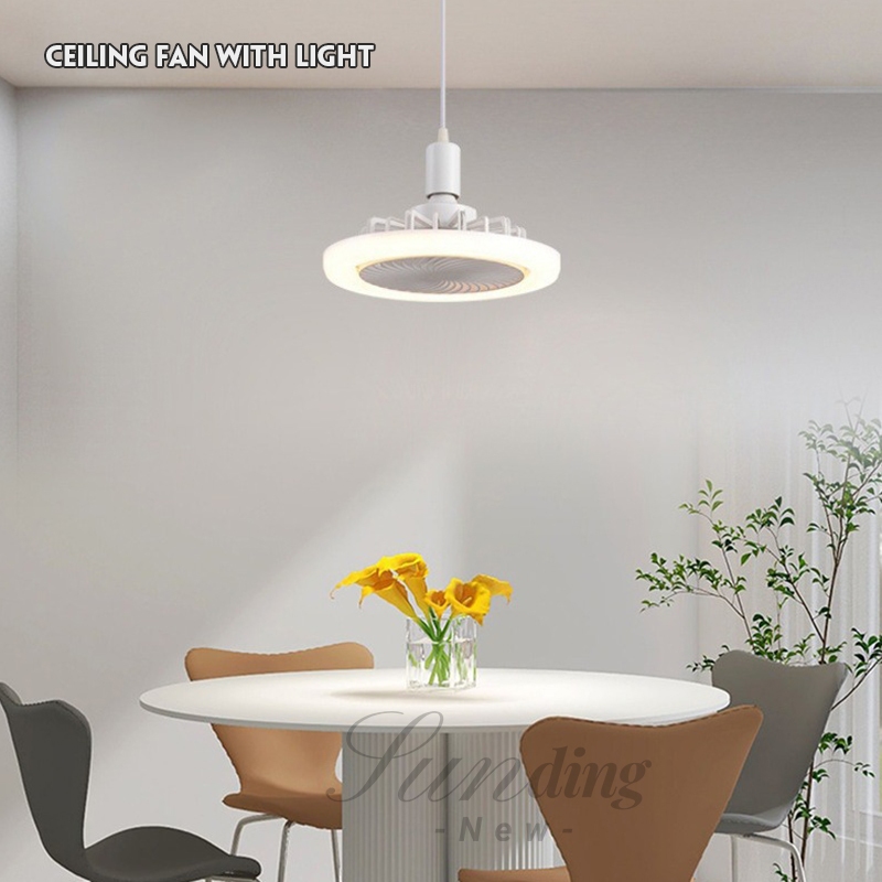 พร้อมรีโมทคอนโทรล โคมไฟพัดลม 3 ระดับ พร้อมหลอดไฟ โคมไฟมีรีโมทตบแ E27 30W LED สําหรับห้องนอน พัดลมติดเพดาน C0110