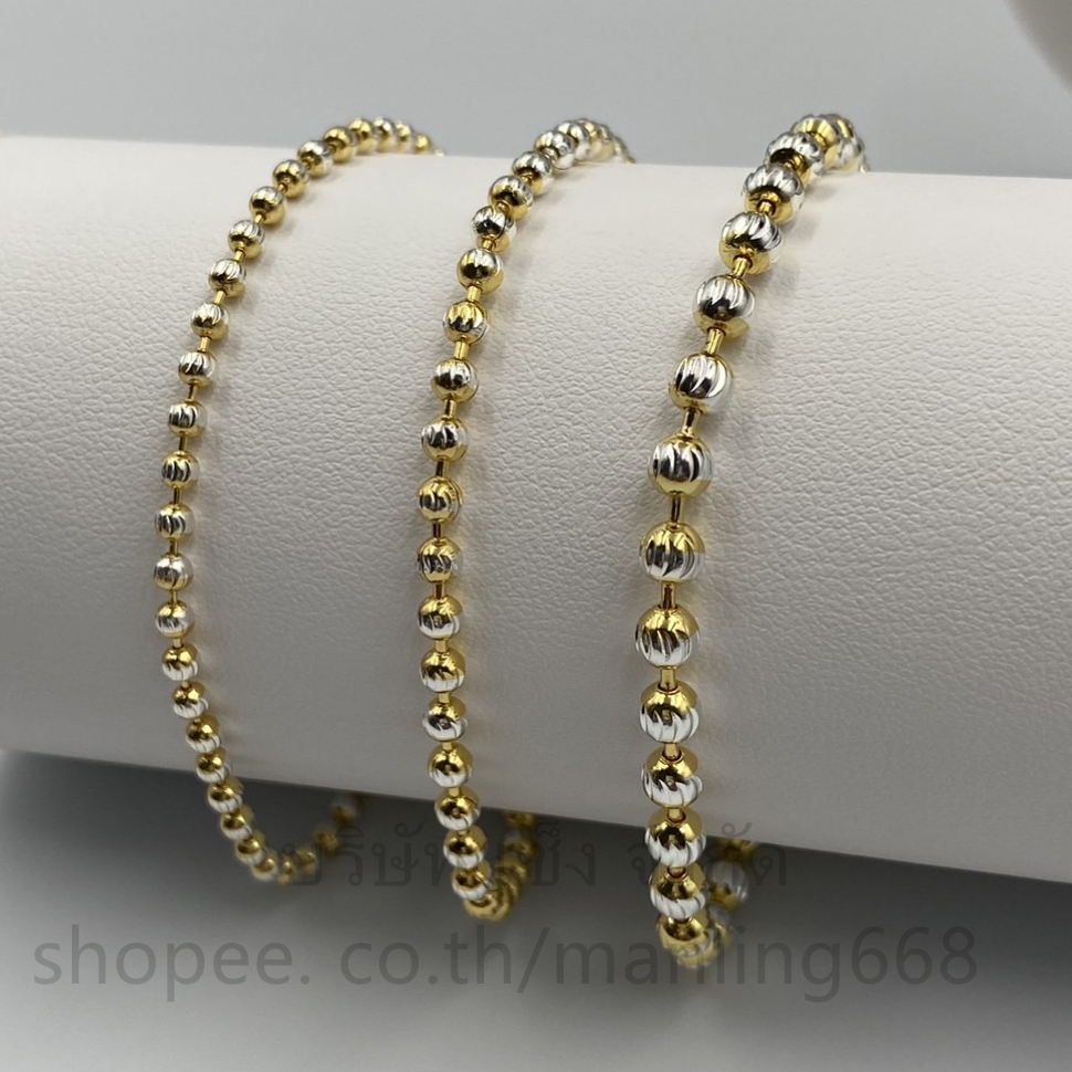 สร้อยคอ(สองกษัตริย์)เม็ดจีบหน้าขาวมีขนาด 2.5มิล 3.0มิล 4.0มิลใส่อาบน้ำได้งานสวยสินค้ารับประกันคุณภาพ - รูปที่ 2