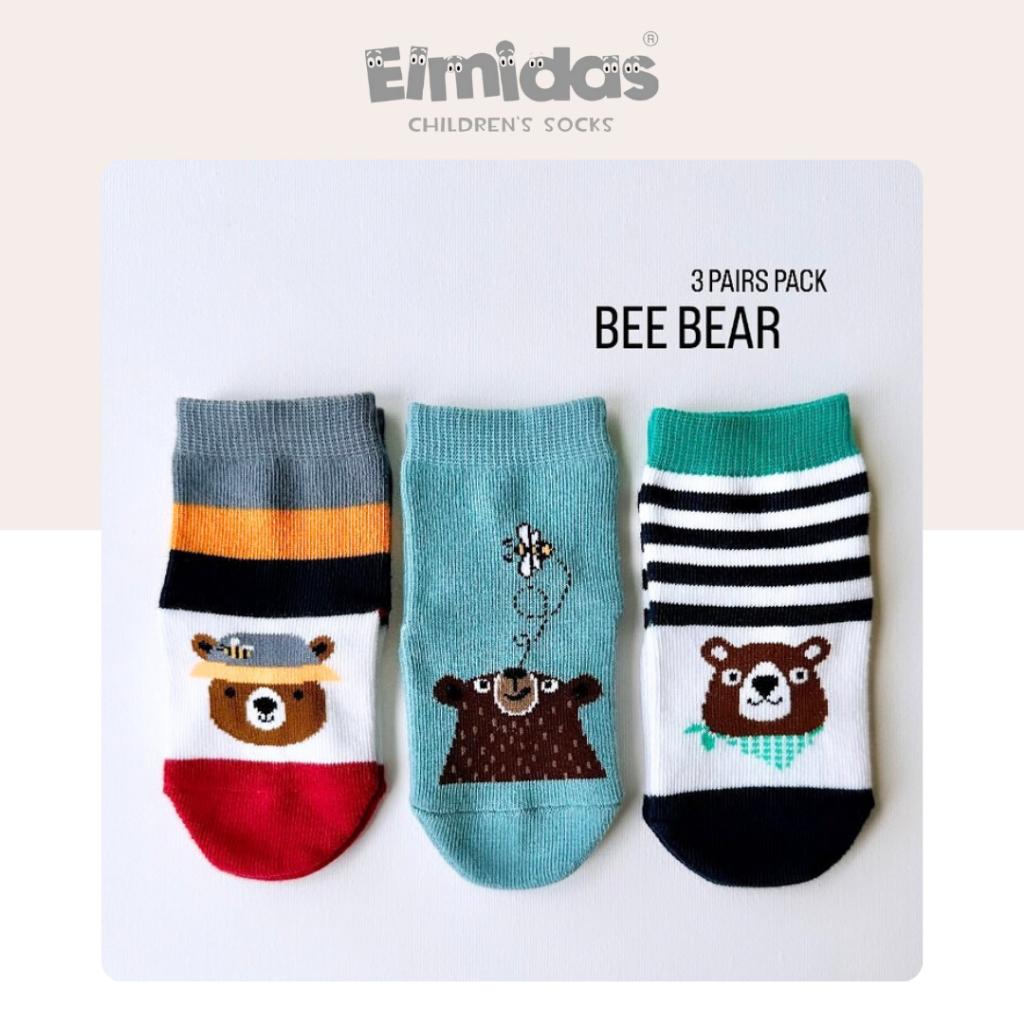 ถุงเท้าเด็ก Elmidas รุ่น Bee Bear (เซ็ท 3 คู่)