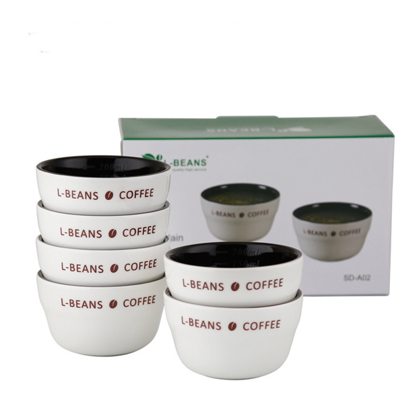ถ้วยเซรามิกและชามกาแฟ แก้วชิมและทดสอบกาแฟ แพ็ค 6 L-BEANS cupping cup