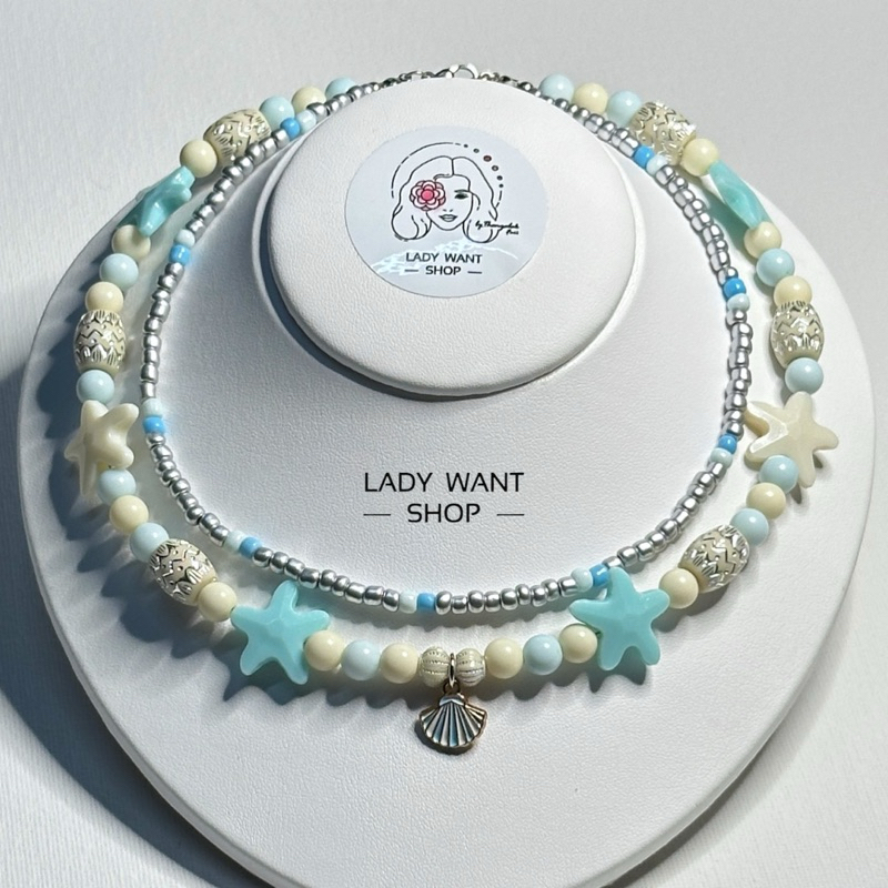 LWS.Bead Necklace. สร้อยคอลูกปัด งาน Handmade 🌟 ห้อยจี้หอยน่ารักๆ