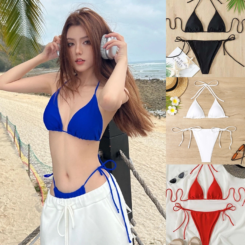 ไลฟ์สดลด50% บิกินี่2ชิ้น บรา ผูกคอ bikini girl สไตล์เซ็กซี่ ราคาถูก 4สี#0327 – โปรปัง