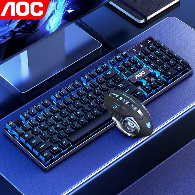พร้อมส่ง AOC คีย์บอร์ด RGB ชุด Keyboard Gaming LED คีบอร์ดเกมมิ่ง คีย์บอร์ดมีไฟ พร้อมไฟ สำนักงาน/เกม คีบอร