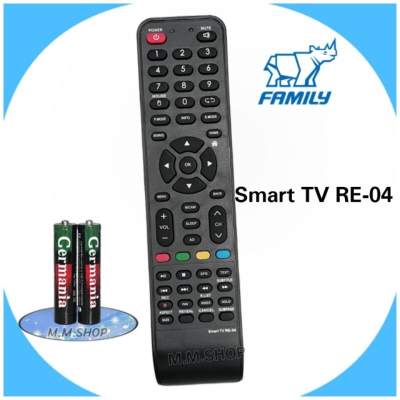รีโมททีวี Smart Tv LCD/LED ยี่ห้อ Family รุ่น Smart​TV​ RE-04​ LED55D-T2 (ปุ่ม​ NICAM SLEEP AD)​