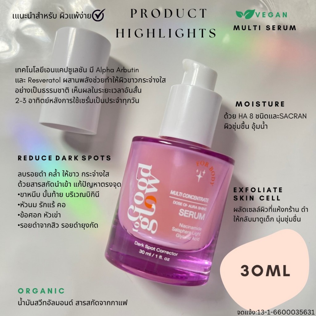 GOOD TO GLOW ครีมทาผิวขาว เซรั่มเข้มข้น ลดจุดด่างดำ รอยคล้ำ เพื่อผิวบอบบาง รักแร้ ขาหนีบ ก้นให้ขาว