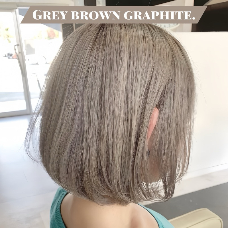 🧄Grey brown graphite. น้ำตาลเทาควันบุหรี่ (พื้นผมระดับ10)