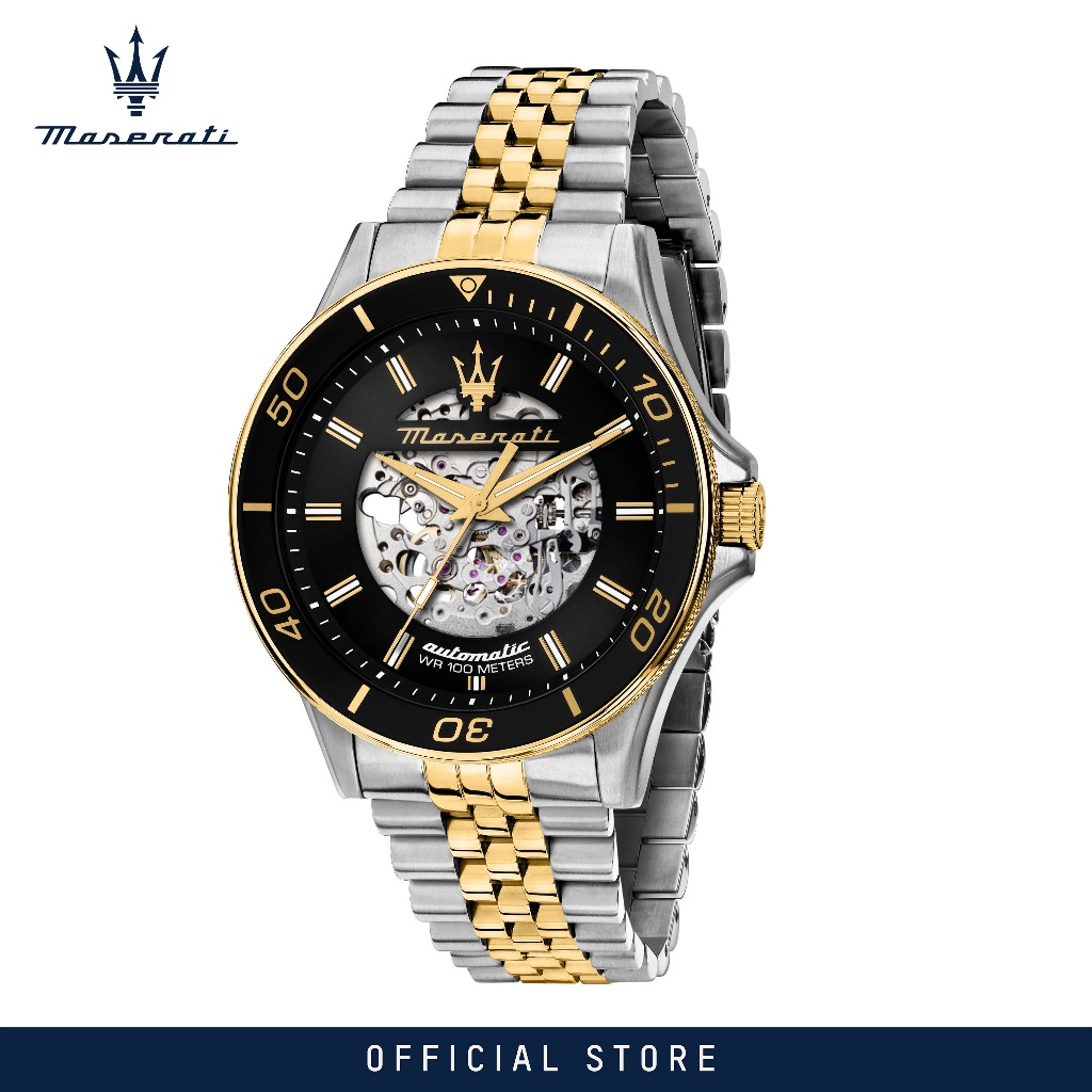【2 Years Warranty】Maserati Sfida 44mm Men's Automatic Stainless Steel นาฬิกาข้อมือแฟชั่น R8823140010