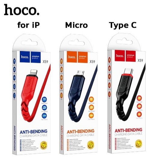 สายชาร์จ HOCO รุ่น X59 2.4A ชาร์จเร็ว มีให้เลือกทั้ง 2,3 เมตร ใช้สำหรับ iOS / MICRO USB / TYPE-C / TC to TC / TC to iOS