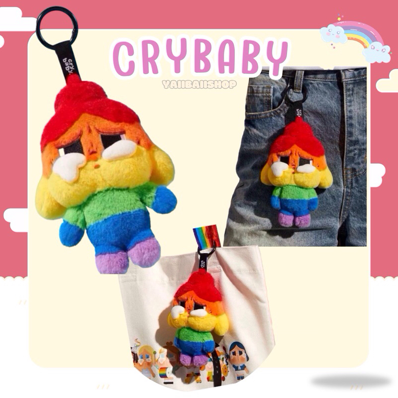 (พร้อมส่งในไทย)พวงกุญแจห้อยกระเป๋าและตุ๊กตาสีรุ้งลายเด็กร้องไห้