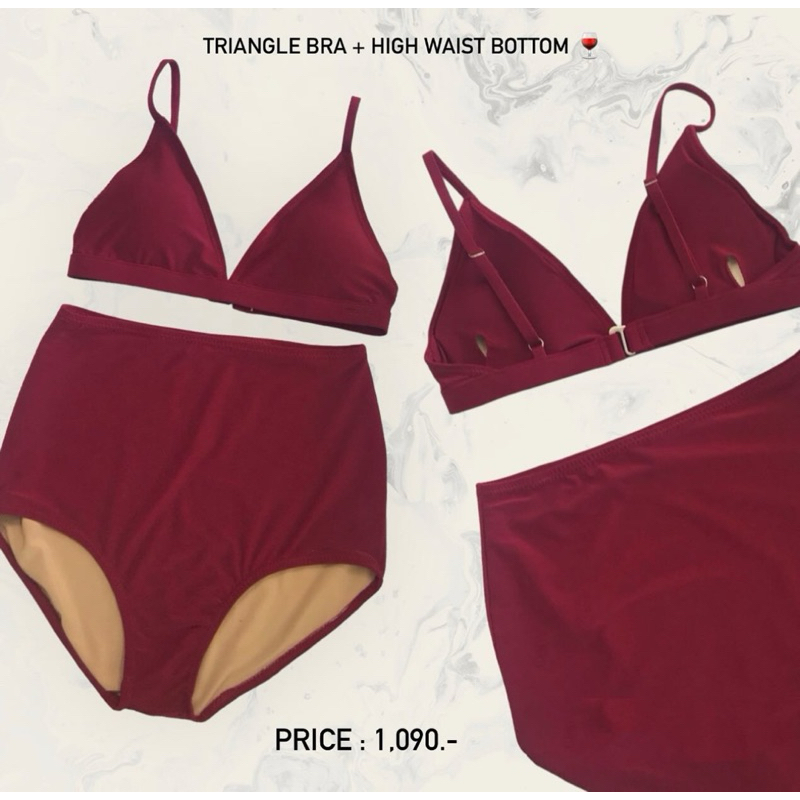 Triangle bra + high waist bottom ✔️ ราคา ถูกที่สุด ดีลบีเคเค แกลเลอรีภาพที่ 4