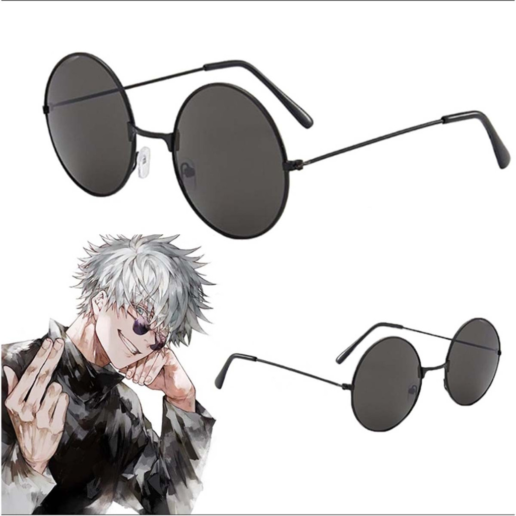Jujutsu Kaisen Gojo Satoru แว่นตากันแดด โลหะ สีดํา สําหรับแต่งคอสเพลย์