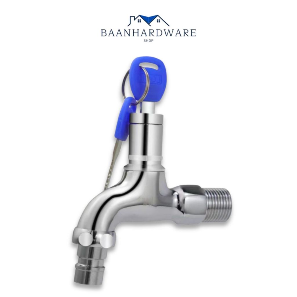 BAANHARDWARE ก๊อกล้างพื้น  ก็อกสนามมีกุญแจ ก็อกสนามล็อคได้ พร้อมกุญแจ MA-E-006