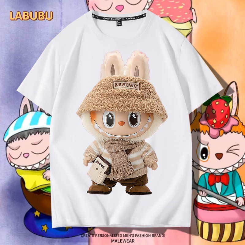 D809จัดส่งด่วนเสื้อยืดคอกลมลายลาบูบูสวยผ้าดีใส่ได้ทั้งชายและหญิง