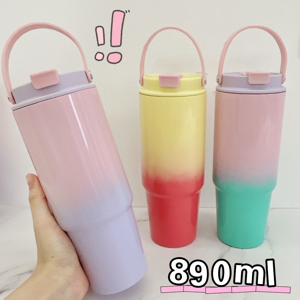 แก้วเยติ 890ML 30oz แก้วน้ำเก็บความเย็น รถยนต์และกีฬาถ้วยน้ำ แถมหลอด สีไล่ระดับสี เก็บอุณหภูมิร้อนและเย็น Cuite world