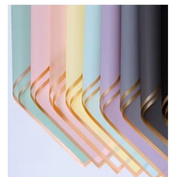 กระดาษขอบทอง สวยหรู ❤️พร้อมส่งนะคะ❤️ กระดาษห่อดอกไม้ กันน้ำ แพ๊คละ 20 แผ่น - รูปที่ 6