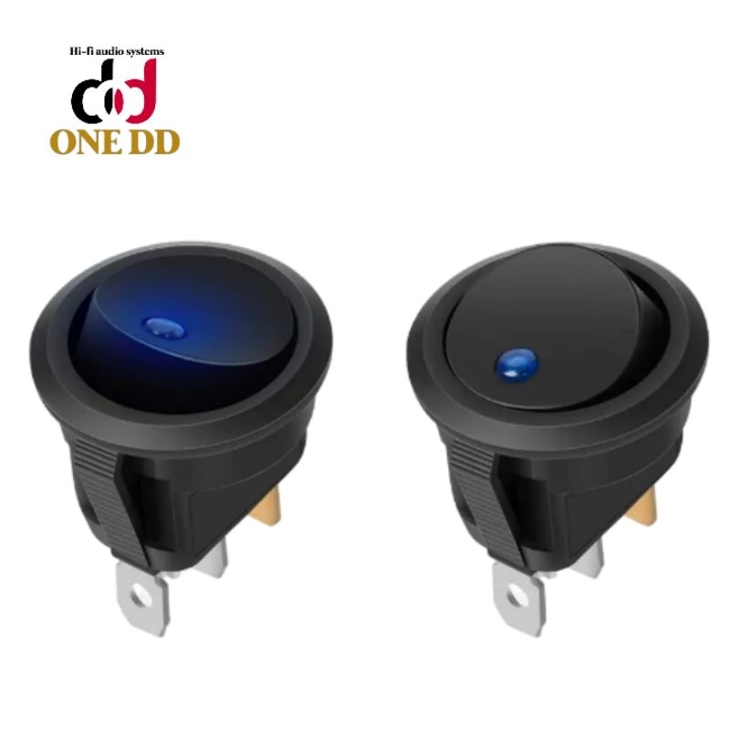 สวิตซ์กลม 3ขา 20 มม. 20A 12V DC สีฟ้า สีส้ม สีเขียว สีแดง