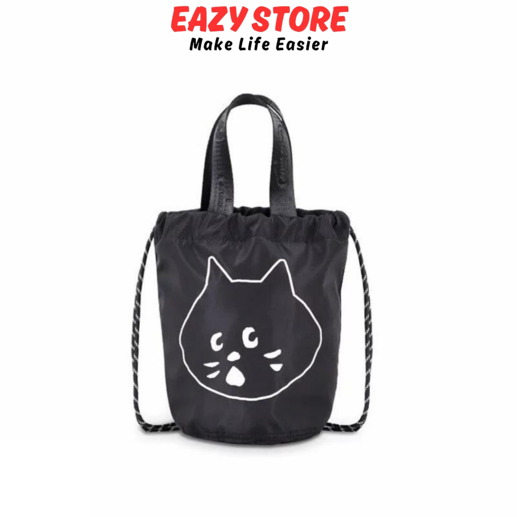 EAZY กระเป๋าสะพายข้าง Murmur Bucket Bag กระเป๋าถือ ซีรีส์แมวขี้ตกใจ Unisex ทรงถัง 2in1 รุ่นปี2024