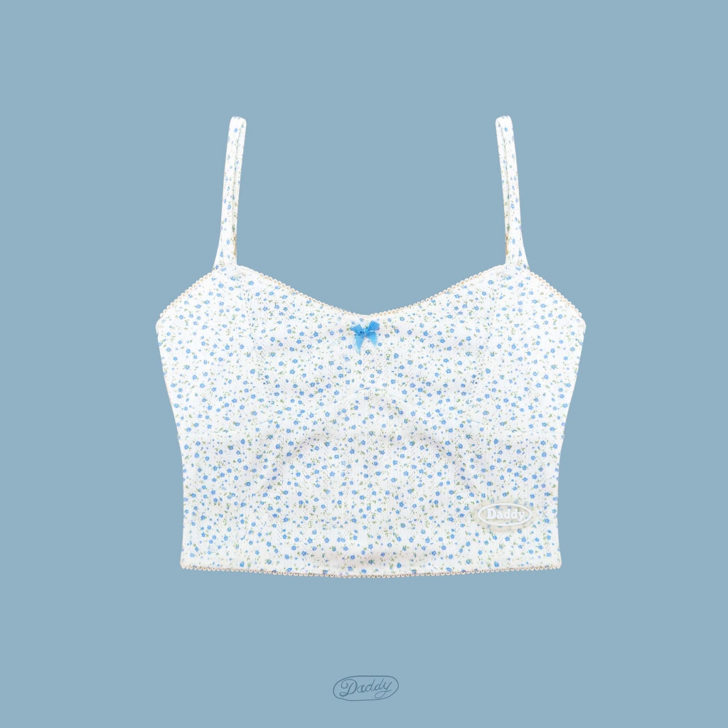 DADDY | Surrey Tank Top เสื้อสายเดี่ยว ลายดอกไม้สีฟ้า สุดน่ารัก