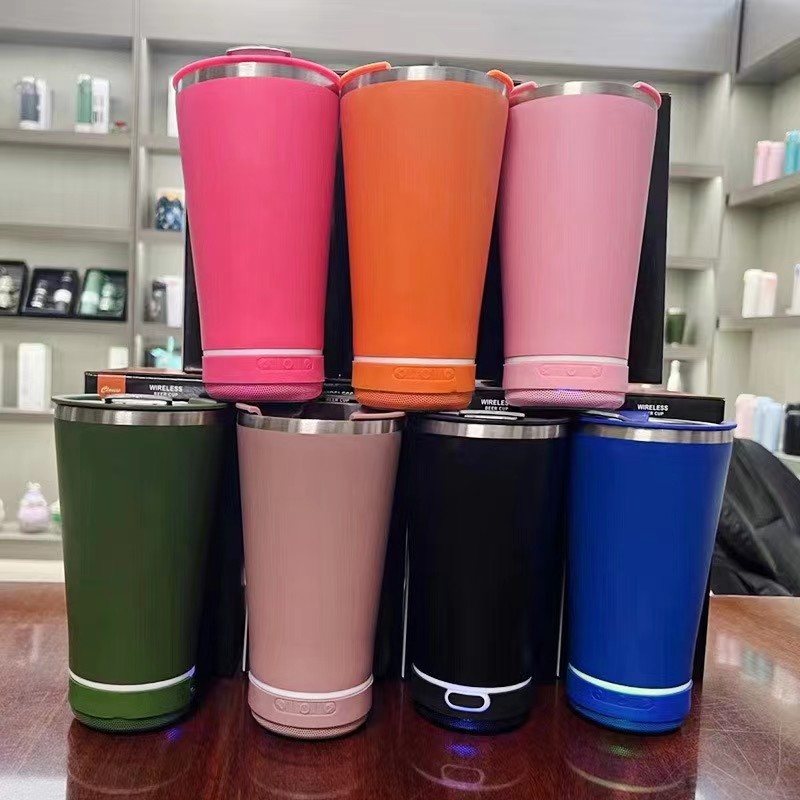 2in1 แก้ว+ลำโพง 480ml เก็บความเย็มความร้อนได้ แก้วสแตนเลส แก้วน้ำ ลำโพงบลูทูธ QY-1