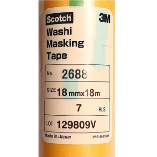 3M 2688 กระดาษกาววาชิ สีเหลือง เทปกาวปิดพ่นสี 18มม.x18 ม.(7ม้วน/แพ็ค) Scotch Washi Masking Tape