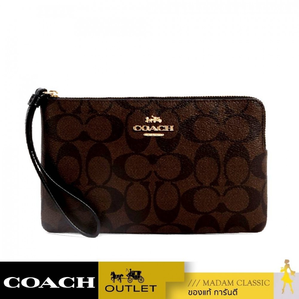 Coach outlet ของแท้ 💯% กระเป๋าคล้องมือ 1 ซิป Size L COACH LARGE CORNER ZIP WRISTLET