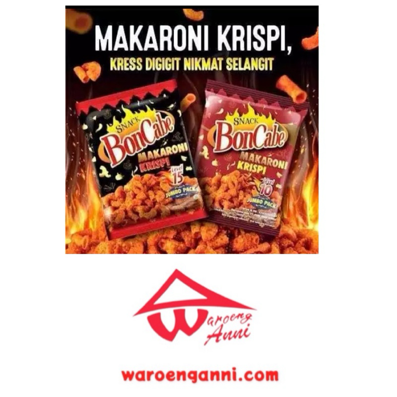 Indonesia Makaroni Krispi BonCabe Level 10 & 15 , 135 gram / BonCabe Macaroni Crispy Snack