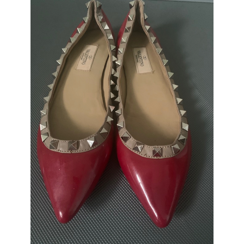 ❤️ Valentino รองเท้า Flat Ballet Shoes size 36 สีแดง Red Shoes ส้นเตี้ย