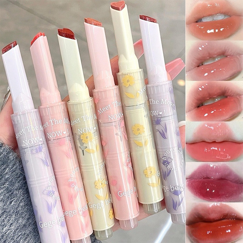 L-31🌟Gege Bear Mirror Gloss Jelly ลิปสติก ลิปกลอสเจลลี่ รูปหัวใจ ให้ความชุ่มชื้น กันน้ำ ติดทนนาน มีให้เลือก 6 สี