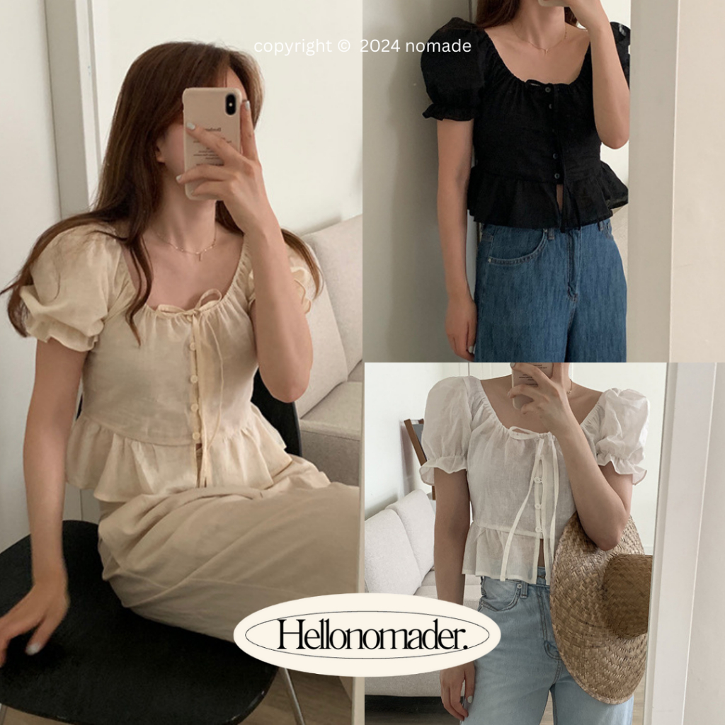 NOMADE.& พร้อมส่ง Lenka Linen top {เสื้อแขนตุ๊กตาผ้าลินิน}