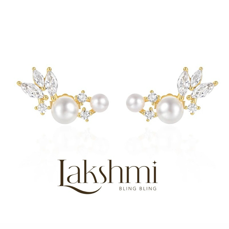 Lakshmi BlingBling Earring Wings Pearl ไข่มุกและดอกบัวสัญลักษณ์แทนพระแม่ลักษมี ”เสริมร่ำรวย ความรัก“