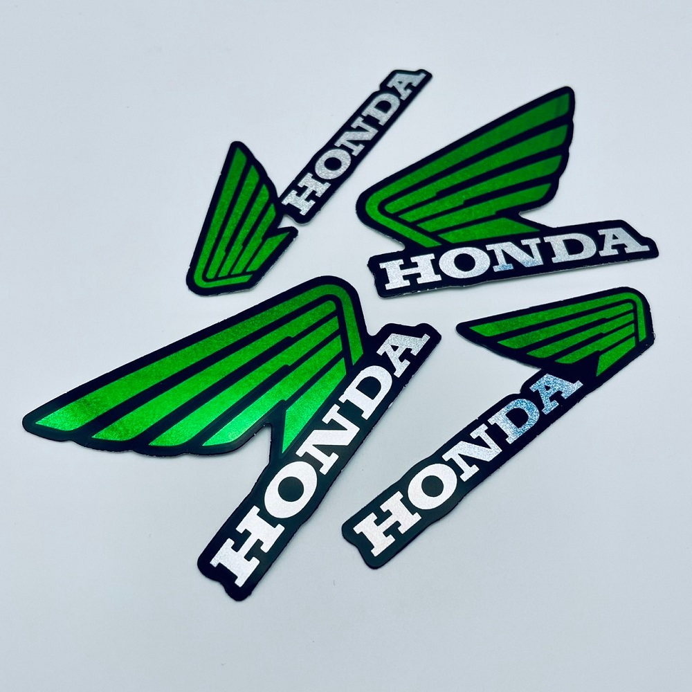 สติ๊กเกอร์แต่งรถมอเตอร์ไซค์ Honda โลโก้ ปีกนก สีเขียว ปีกฮอนด้า สะท้อนแสง สติกเกอร์ ติดรถ Wave Pcx Click Msx Forza JDM