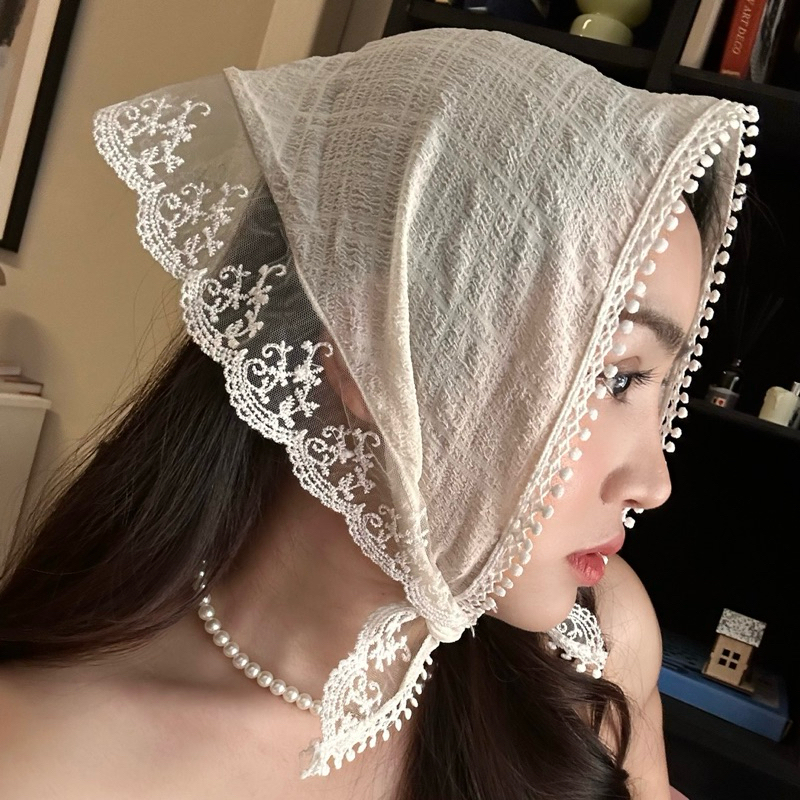 𝐍𝐞𝐰 𝐢𝐭𝐞𝐦 ผ้าโพกหัวแต่งขอบลูกไม้ แม่ชมสไตล์สุด ละมุนๆหวานๆ