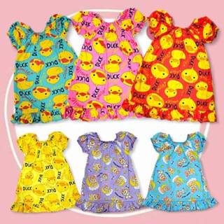 ชุดแฟชั่นเด็ก ชุดเดรสผ้ายืด จั๊มไหล่ ไซส์ S ลายการ์ตูนน่ารัก…