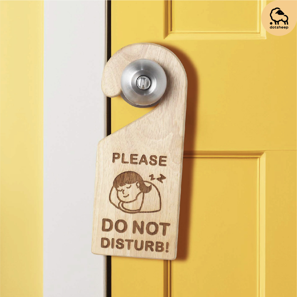 Dotsheep ป้ายไม้แขวนประตู โรงแรม ป้ายห้ามรบกวน do not disturb ป้ายทำความสะอาด make up room(169 )