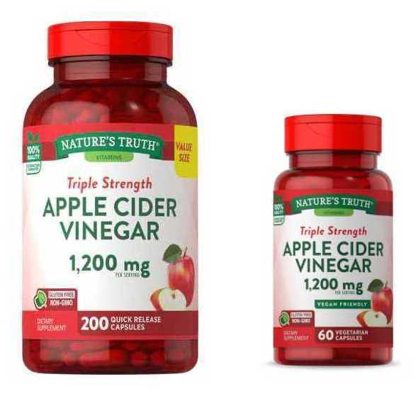 🇺🇸 อเมริกา แท้ 100% 🍎 Nature's Truth Apple Cider Vinegar1200 mg.60/200Capsules Exp.5/26