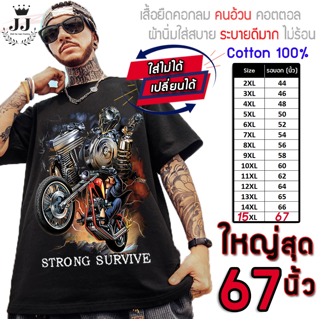 เสื้อไซส์ใหญ่ พิเศษ!!! อกใหญ่ 67 นิ้ว คอตตอนแท้ 100% คนอ้วน คอกลม ลาย Chopper ใส่สบาย โครตดี โครตสบาย คุณภาพสูง