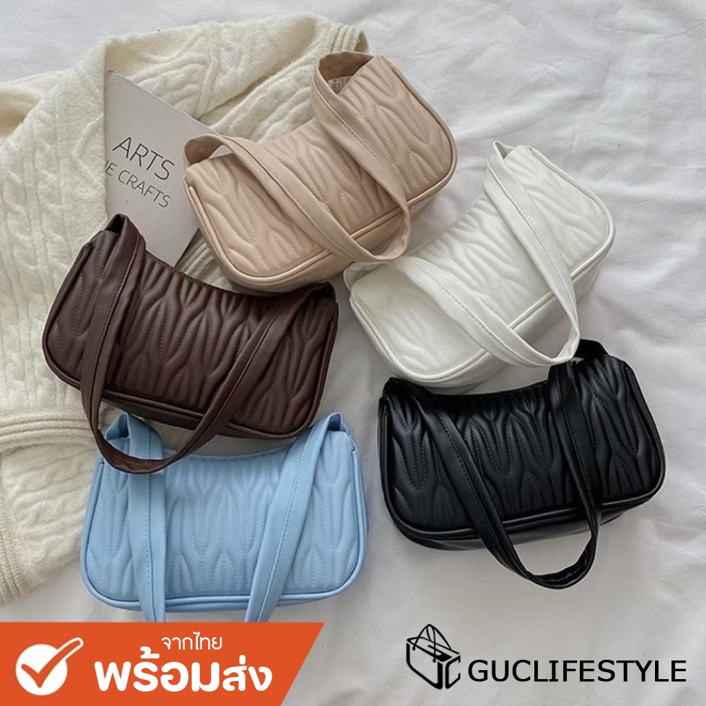 GUCSELECTED(B2053) กระเป๋าสะพายไหล่หนังPU เป็นลายนูนเป็นทรงสวย