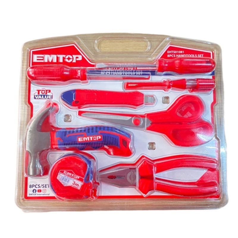 ชุดเครื่องมือช่าง 8 ชิ้น/ชุด ยี่ห้อ EMTOP