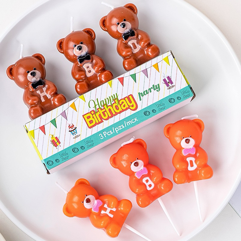 263 <พร้อมส่งในไทย 🇹🇭> เทียน Happy birthday 🎂 เทียนวันเกิดหมีนั่ง HBD