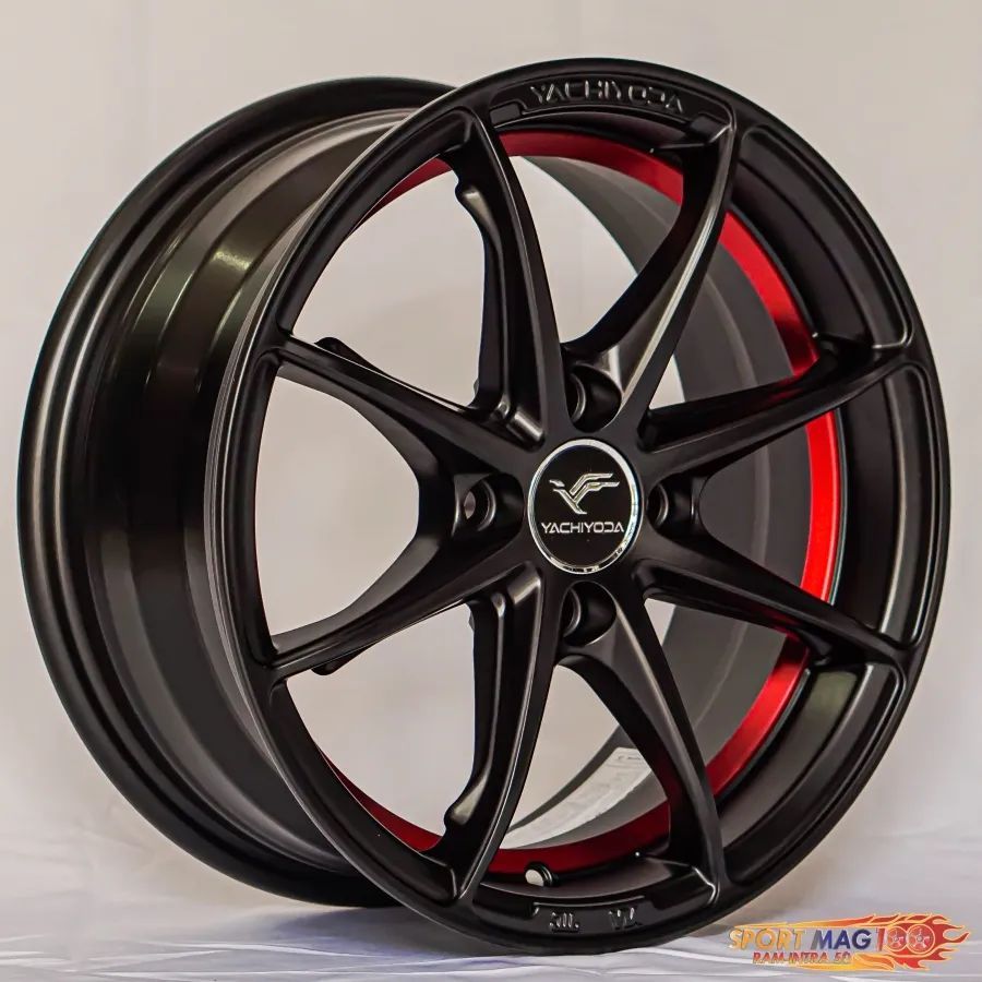 ล้อแม็กใหม่ Yachiyoda LW08 4รู100 ET38 ดำคัตแดง  6.5-15นิ้ว