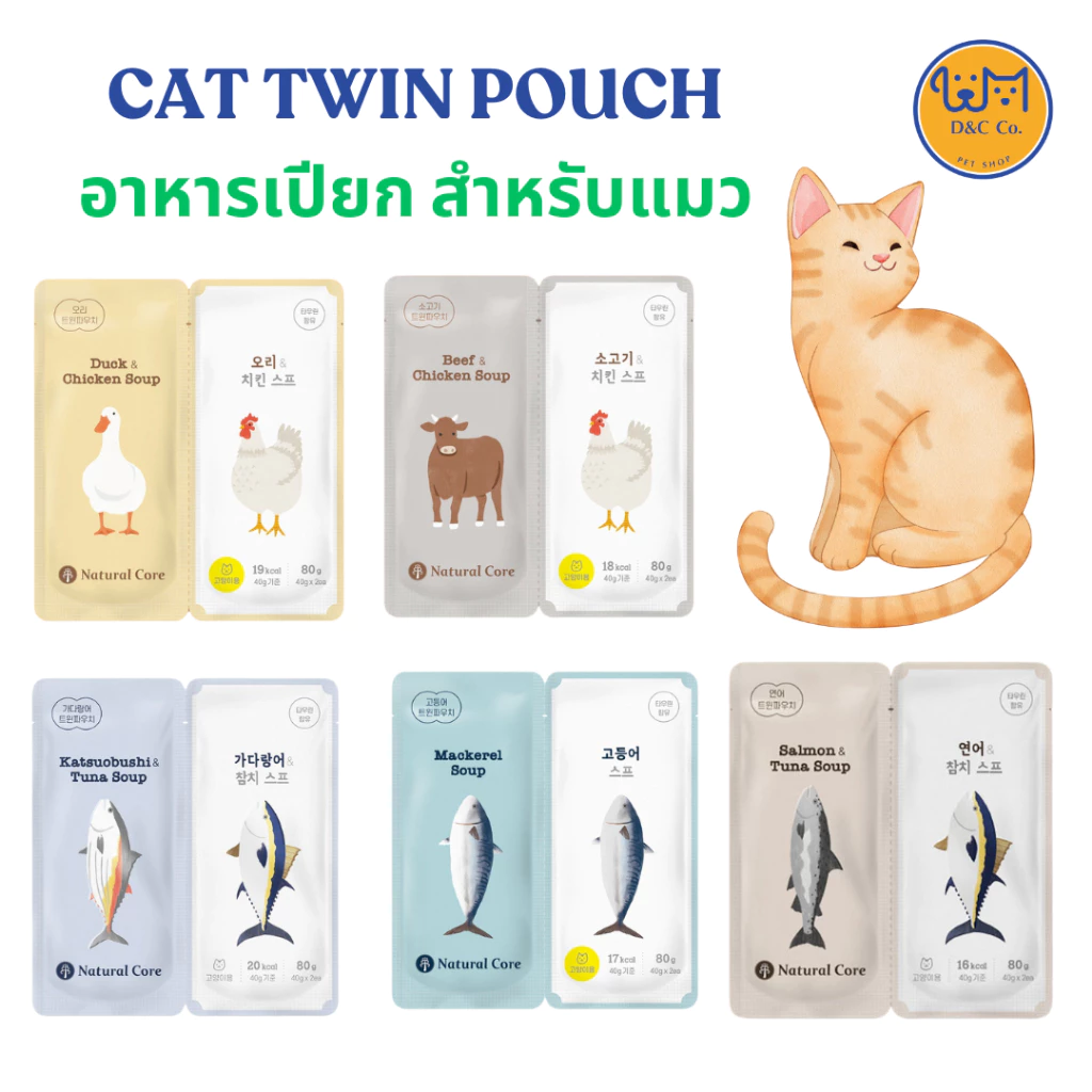 [1 คู่] D&C co. Natural Core Cat Twin Pouch ซุป อาหารเปียก แมว