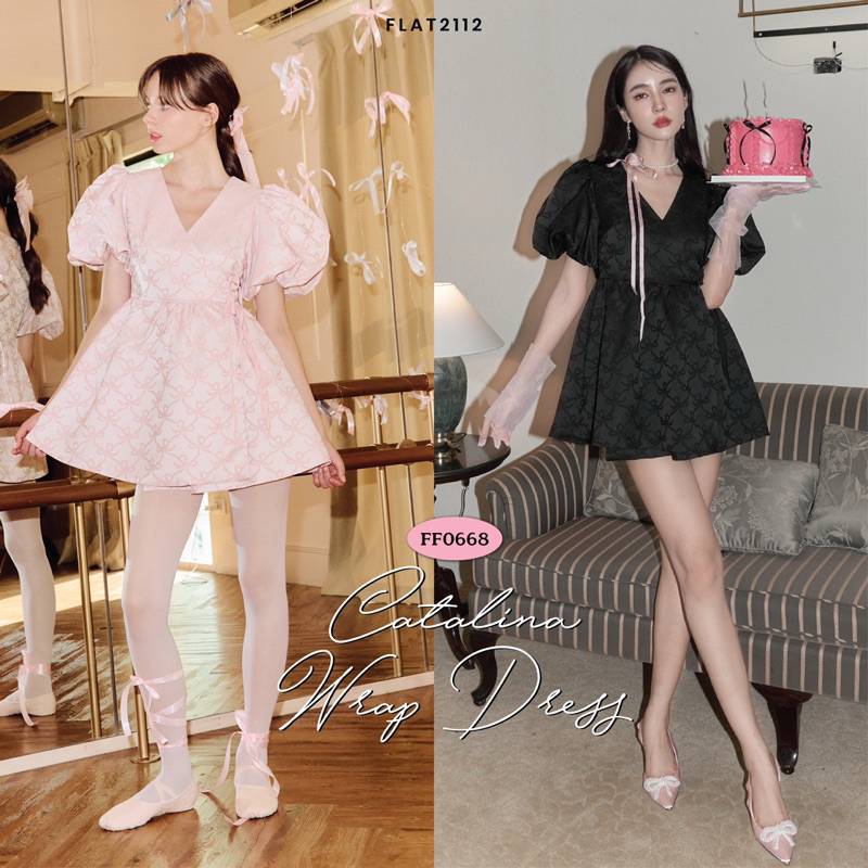 FLAT2112 FF0668 : CATARINA WRAP DRESS มินิเดรส ชุดออกงาน