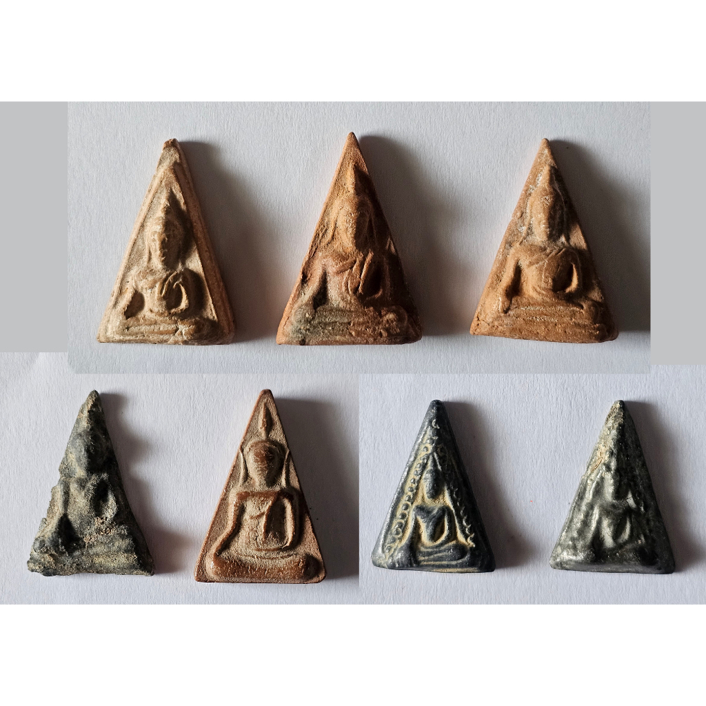 พระนางพญา พิมพ์มีหู ไม่ทราบที่ 7 องค์ THAI BUDDHA AMULET ANTIQUE ASIAN PHA NANG PHRAYA 7 PRICE Magic