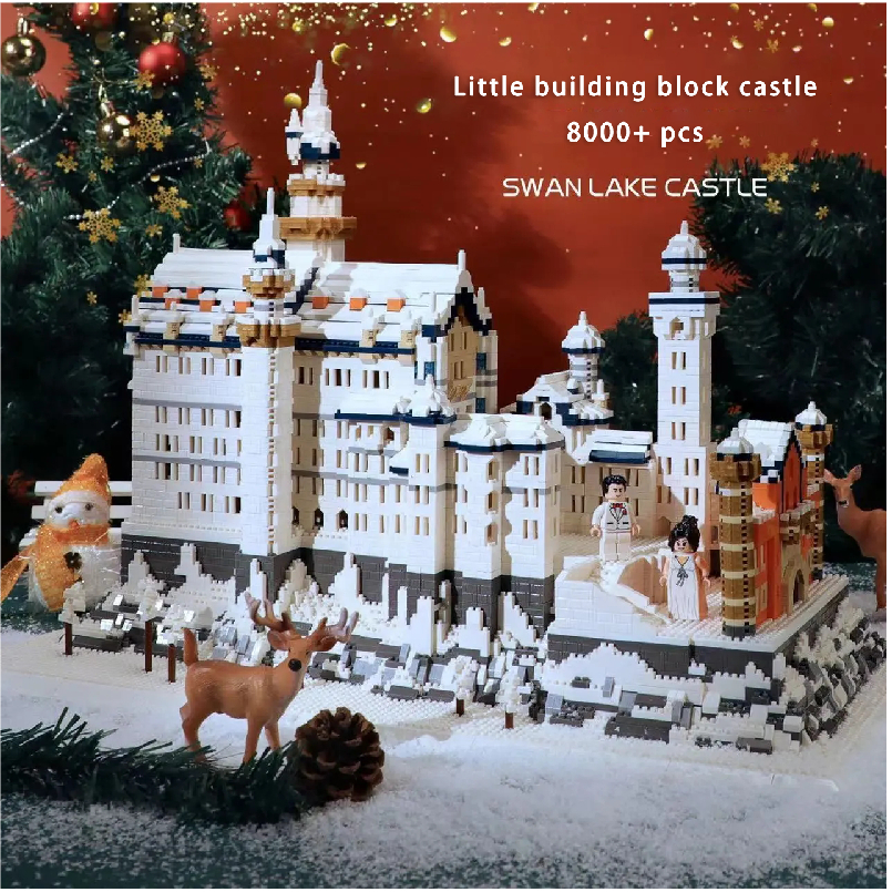 ปราสาทยุโรป Swan Lake ปราสาท Fairy Tale Kingdom Building Blocks ของเล่นเด็กของขวัญวันเกิด