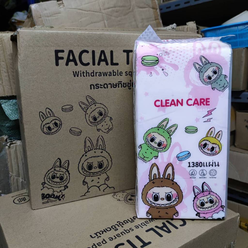 ทิชชู่แขวนผนังลาย Labubu ห่อละ1380แผ่น ทิชชู่แบบดึงแขวนได้( ยกลัง4ห่อ )