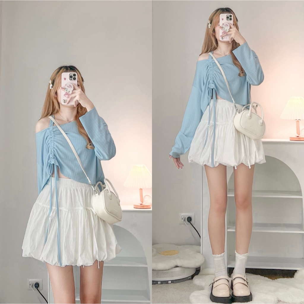 RIKA น้องครัวซอง ปาดไหล่แขนยาวรูดหน้า