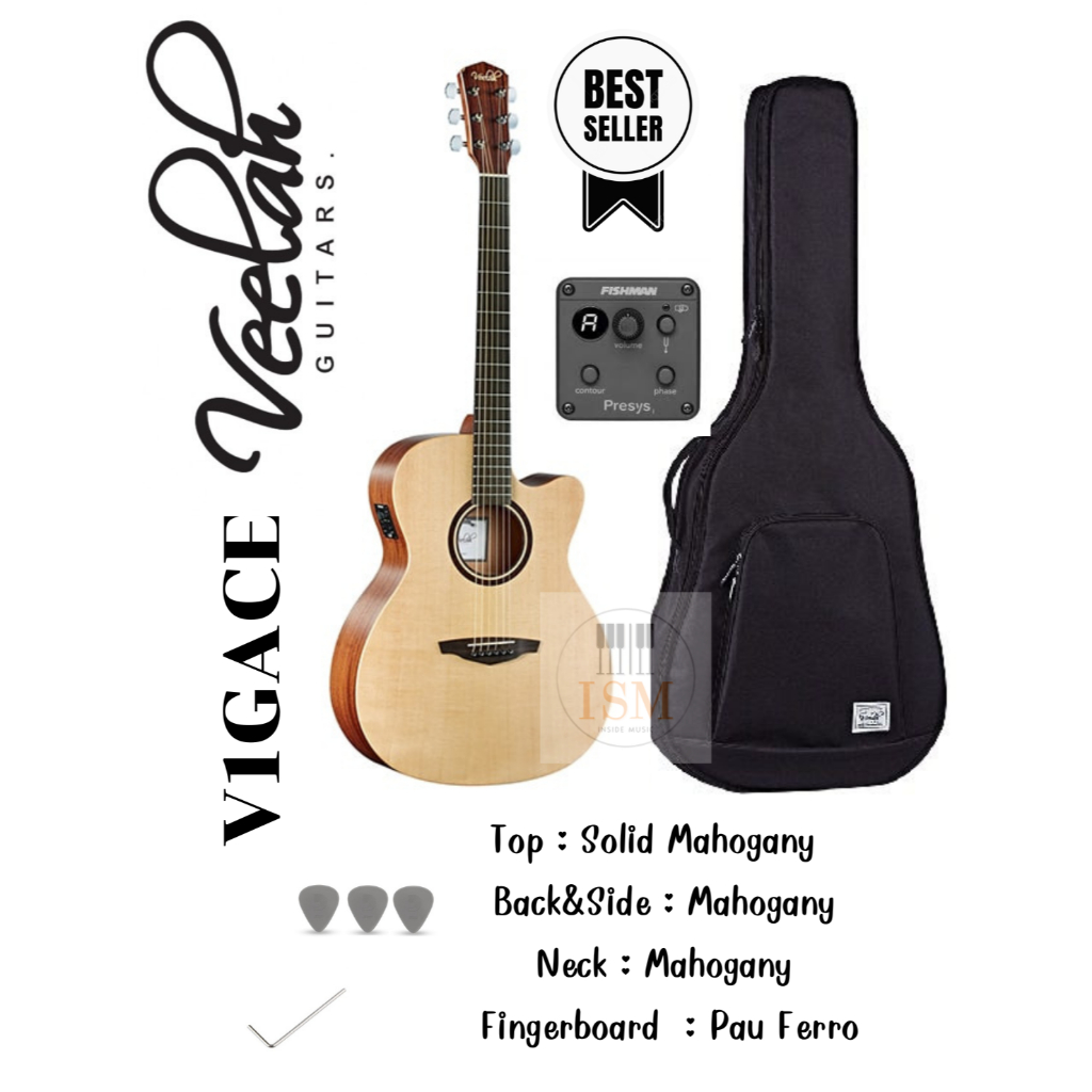 Veelah กีต้าร์โปร่งไฟฟ้า 41" Acoustic Electric Guitar 41" รุ่น V1 GACE With Bag