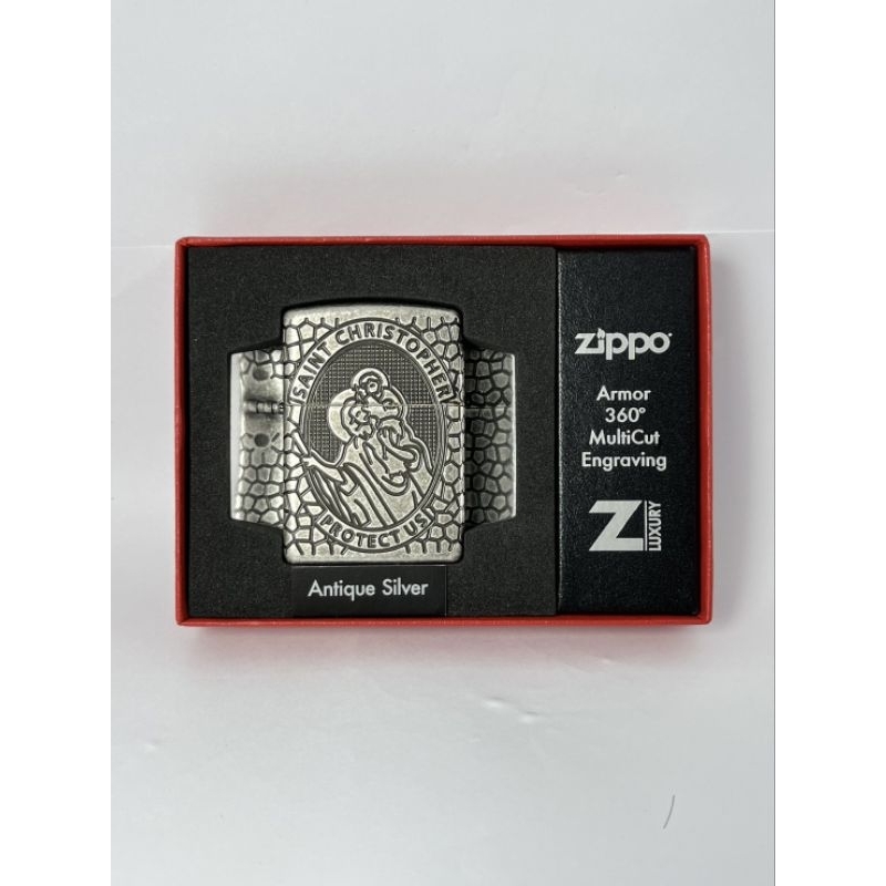 ไฟแช็คZippo Luxury รุ่น29719 Armor St.Christopher Medal ของแท้นำเข้าUSA🇺🇸