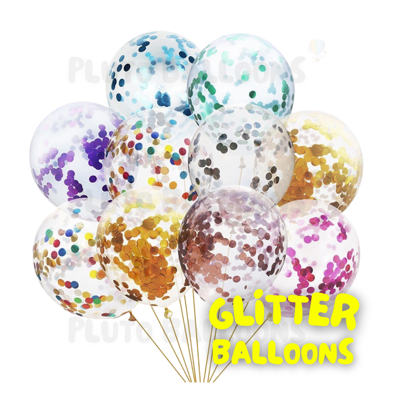 🎈ลูกโป่งกลิตเตอร์วิ้ง ลูกโป่งกลมใสมีกลิตเตอร์หลากสี  ขนาด 12 นิ้ว [12 สี]🎈