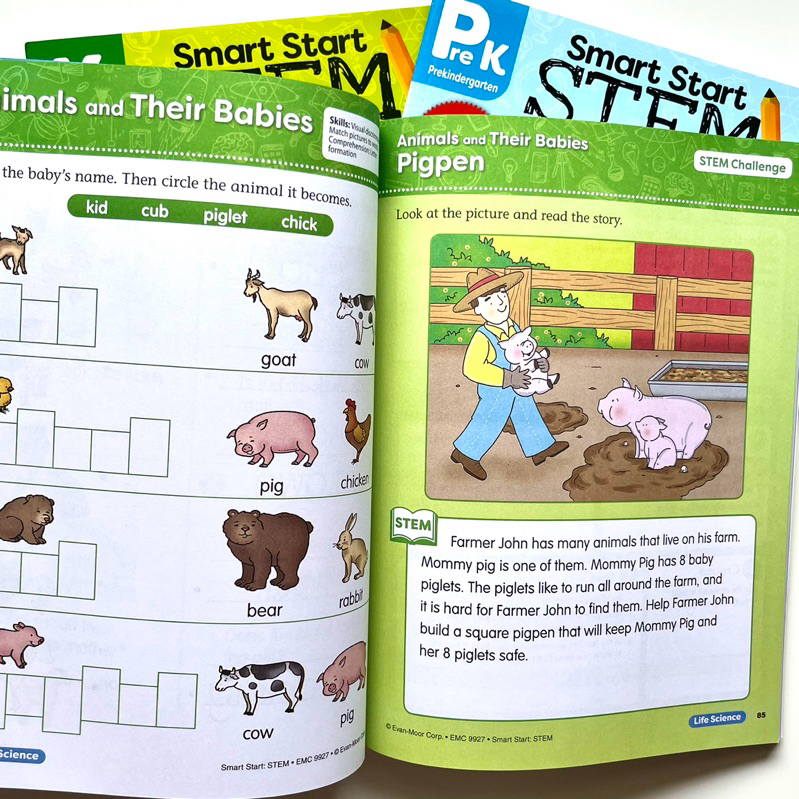 Smart Start STEM workbook for 3-6 years old ,Grade Pre-K GK G1 Activity Book Hands-on STEM Activities